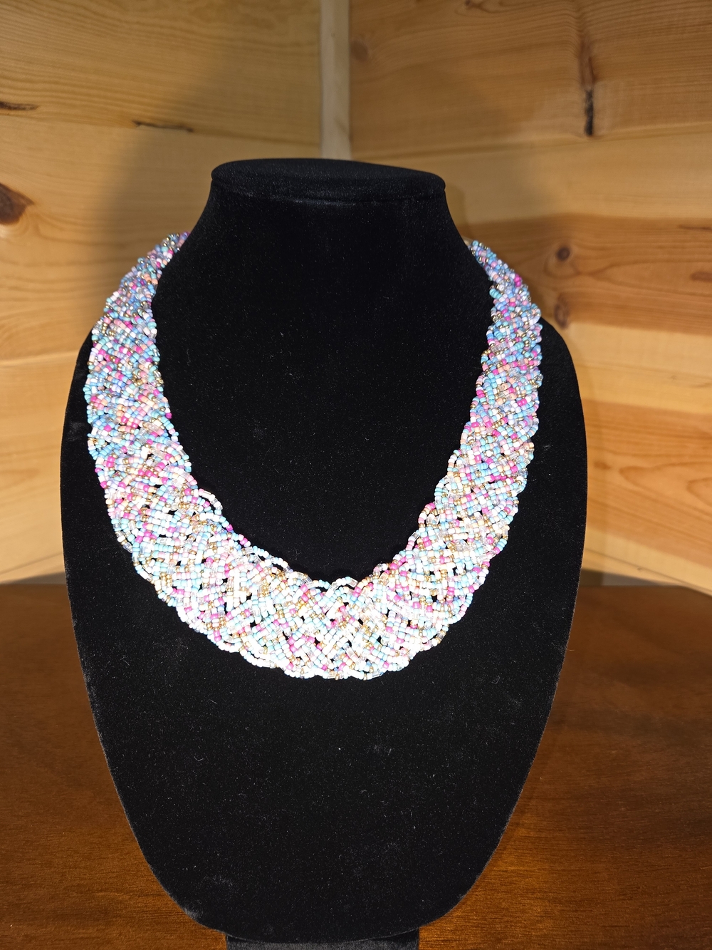 Vintage Pastel Multicolor Bead Collar Style Necklace for Women